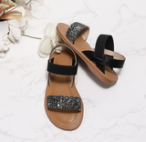 Black Glitter Sandals