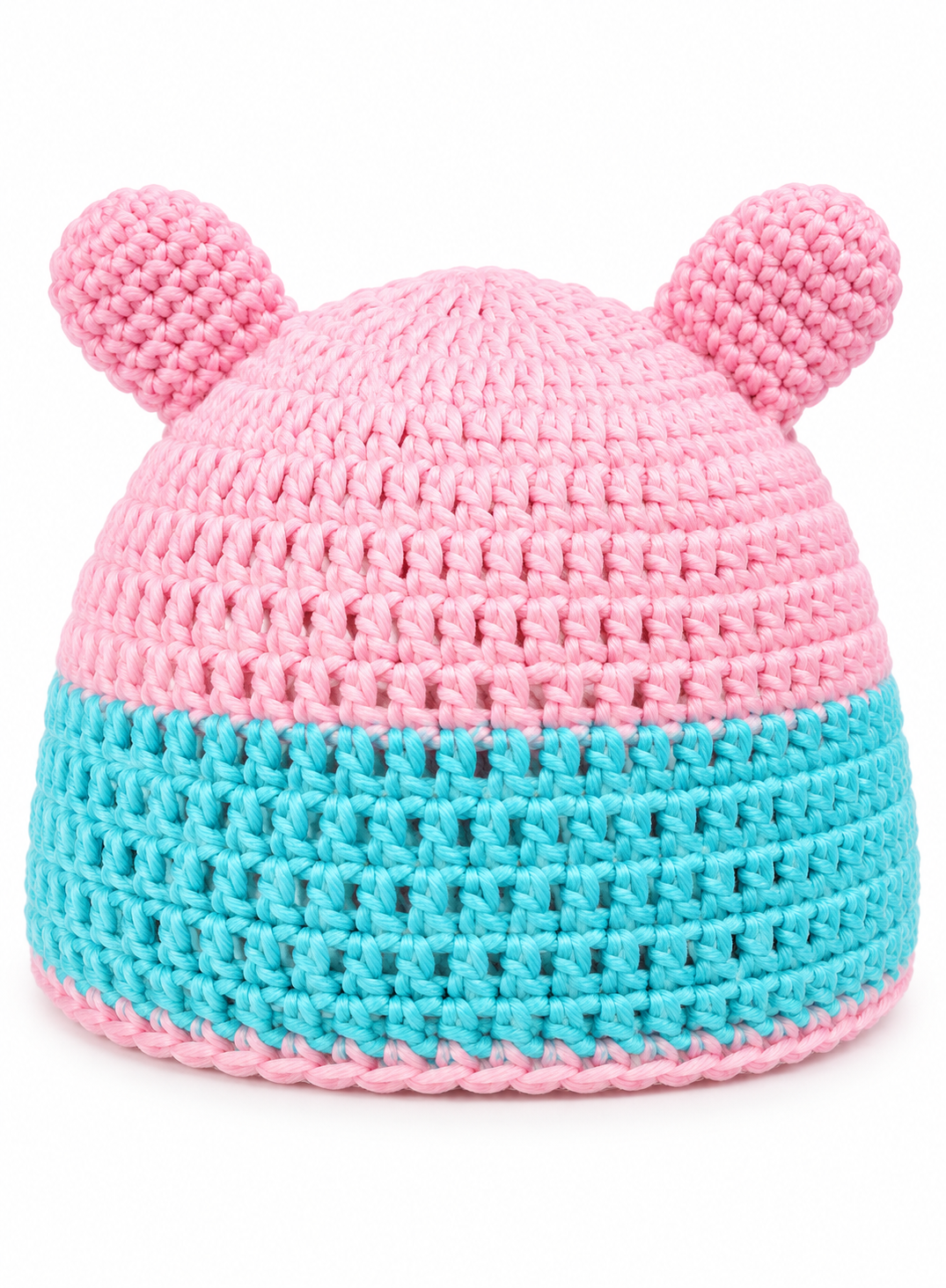 Pink & Aqua Owl Crochet Baby Cap