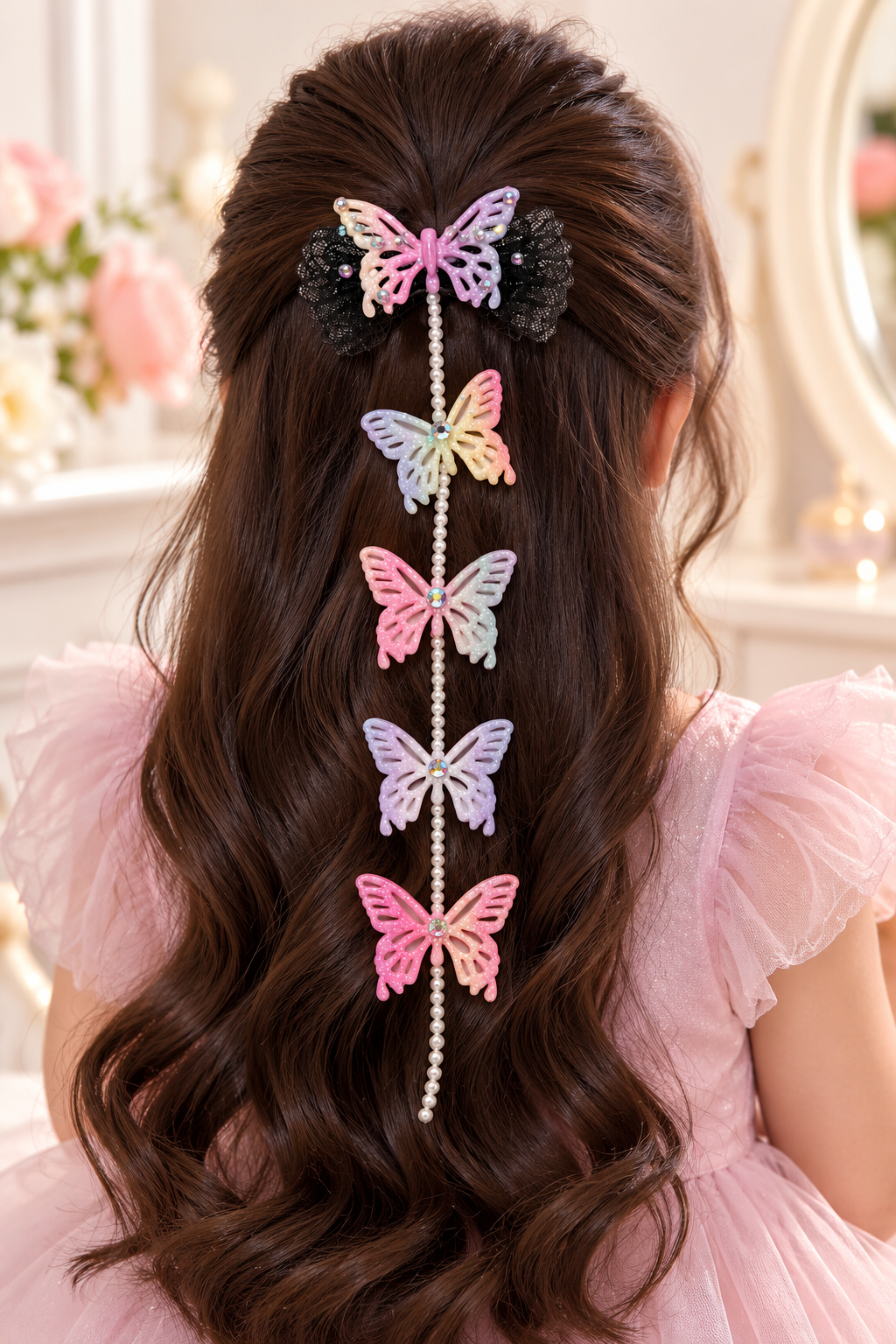 Enchanted Black Butterfly Hair Chain Set
