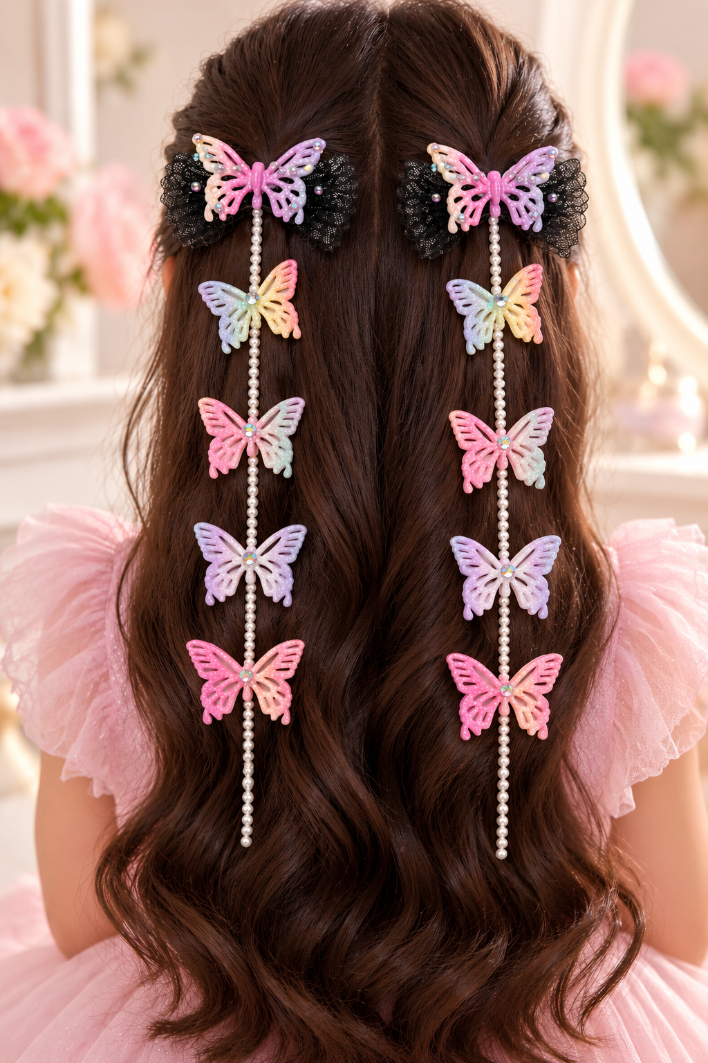 Enchanted Black Butterfly Hair Chain Set