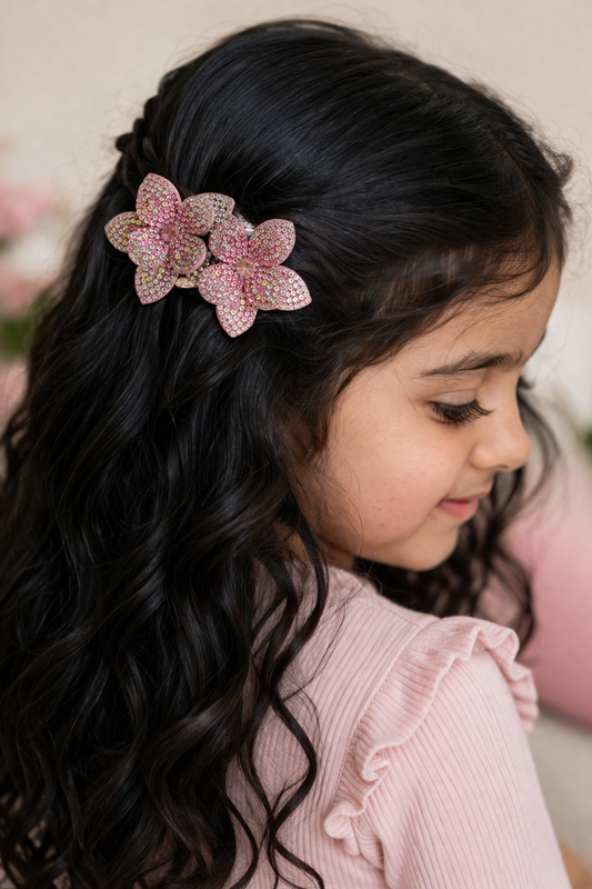 Pink flower Clips