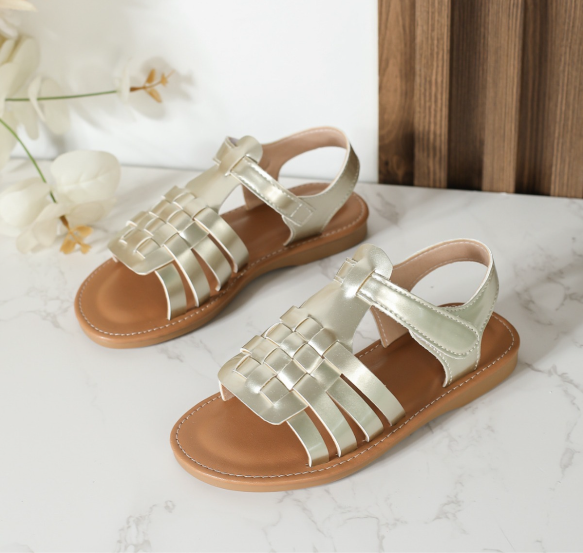 Golden Strap Sandals