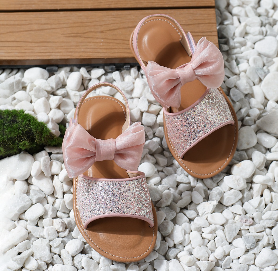 Pink Glitter Bow Sandals