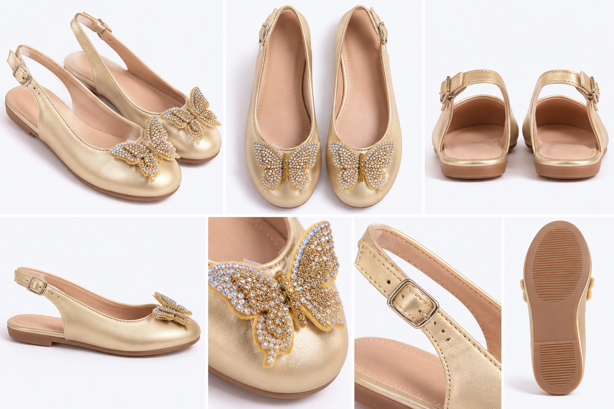 Golden wings slingbacks