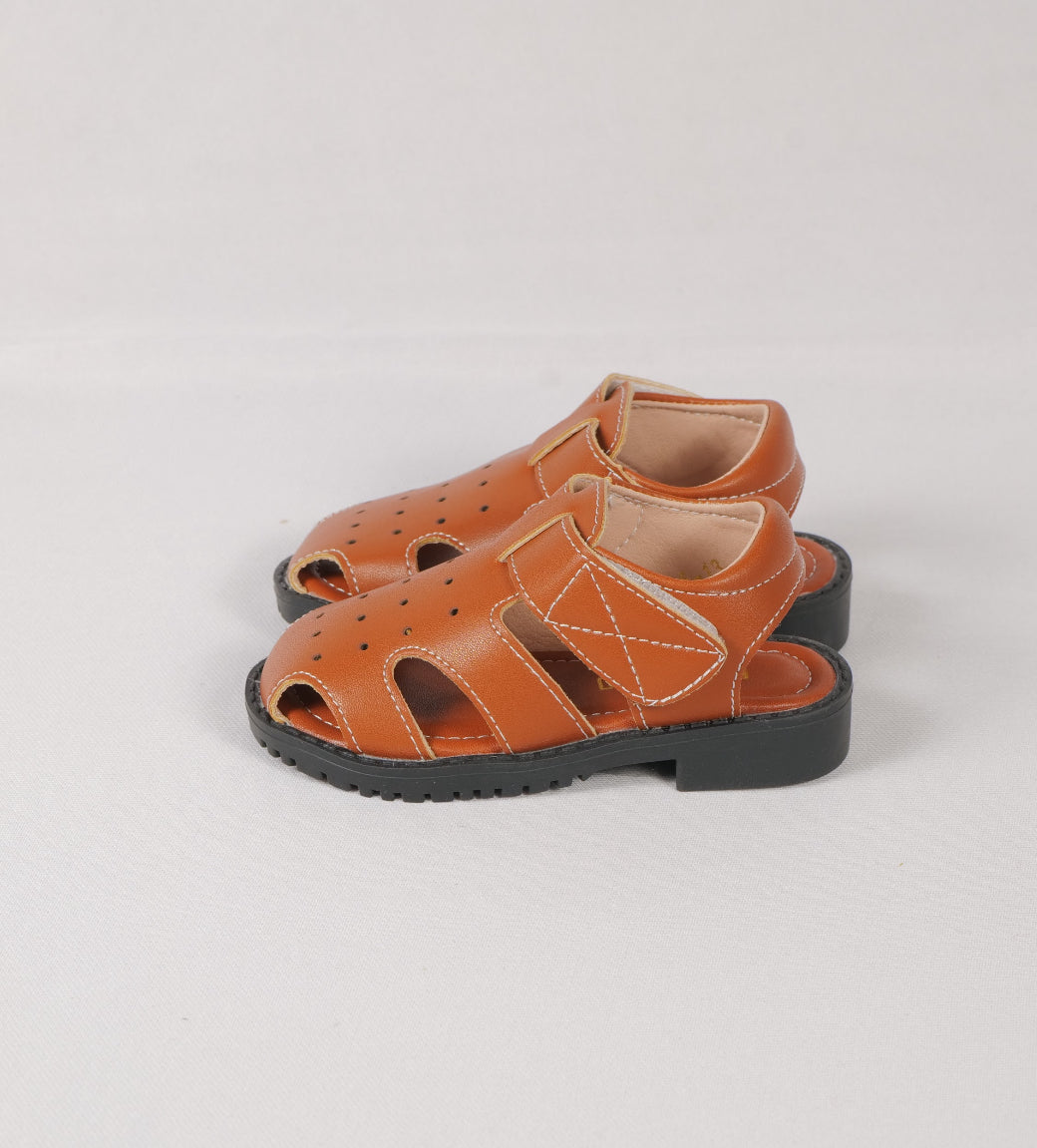 Brown Side Cut Strappy Sandals