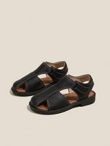 Black Side Cut Strappy Sandals