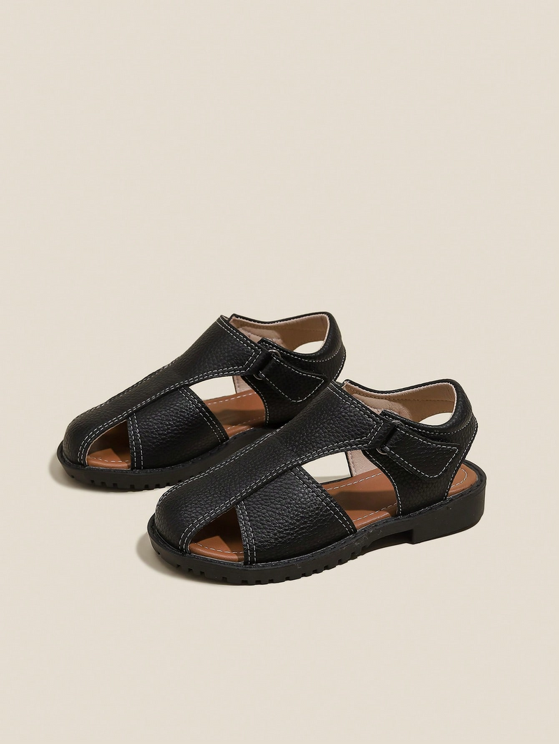 Black Side Cut Strappy Sandals