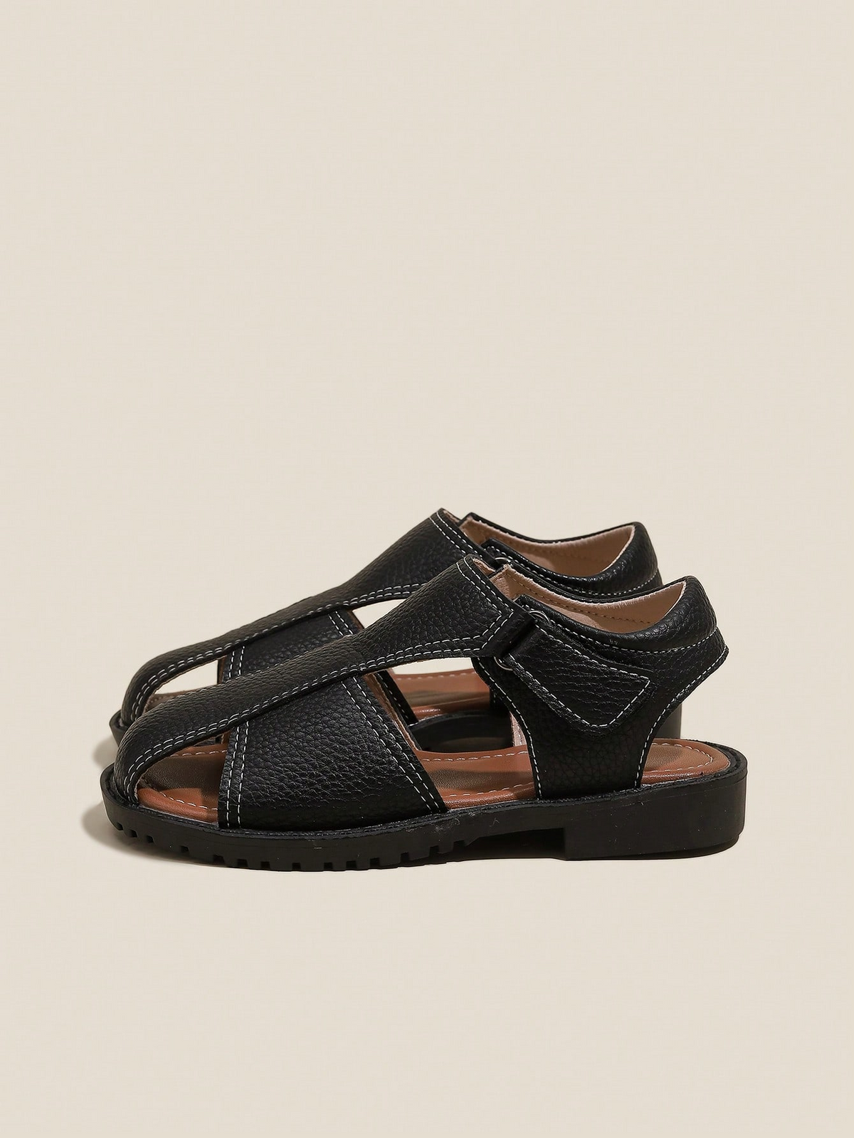 Black Side Cut Strappy Sandals