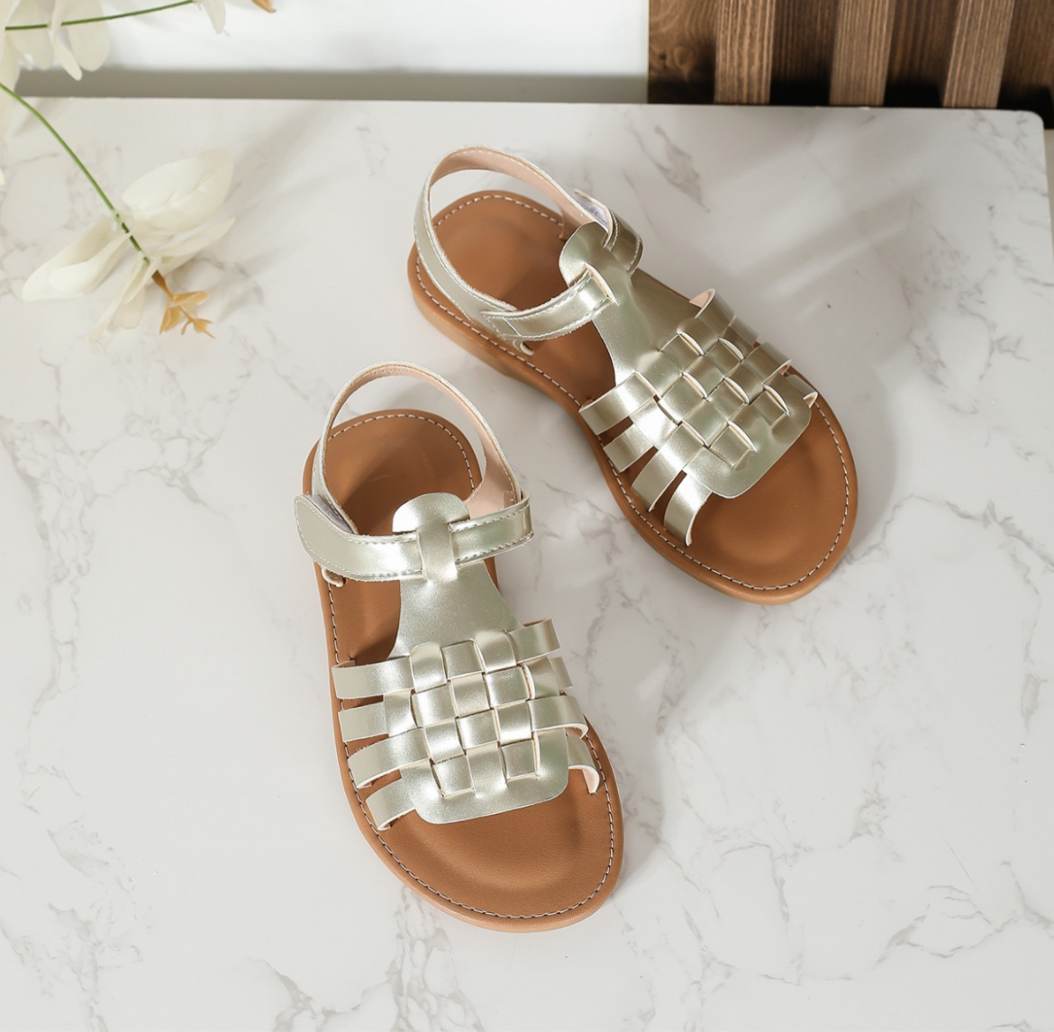Golden Strap Sandals