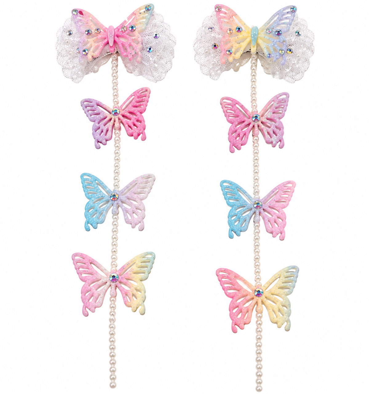 Enchanted White Butterfly Hair Chain Set