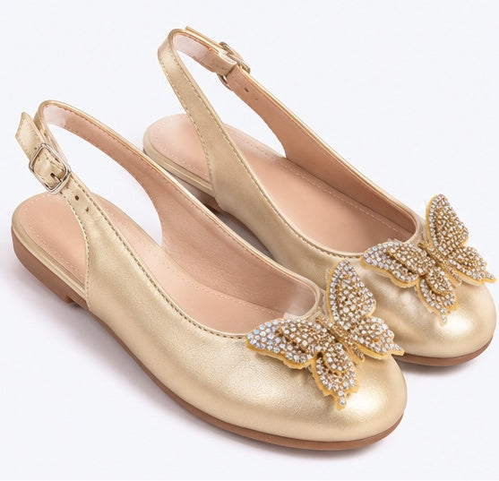 Golden wings slingbacks