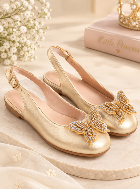 Golden wings slingbacks