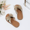 Golden Sheer Bow Slippers