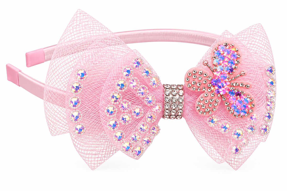 White Pink Embellished Hairband