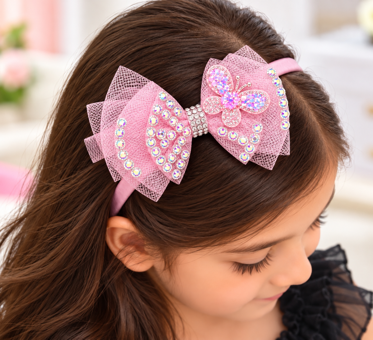 White Pink Embellished Hairband