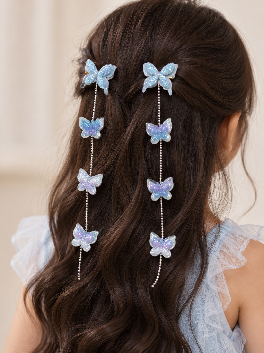 Celeste Butterfly Pearl Hair Chain