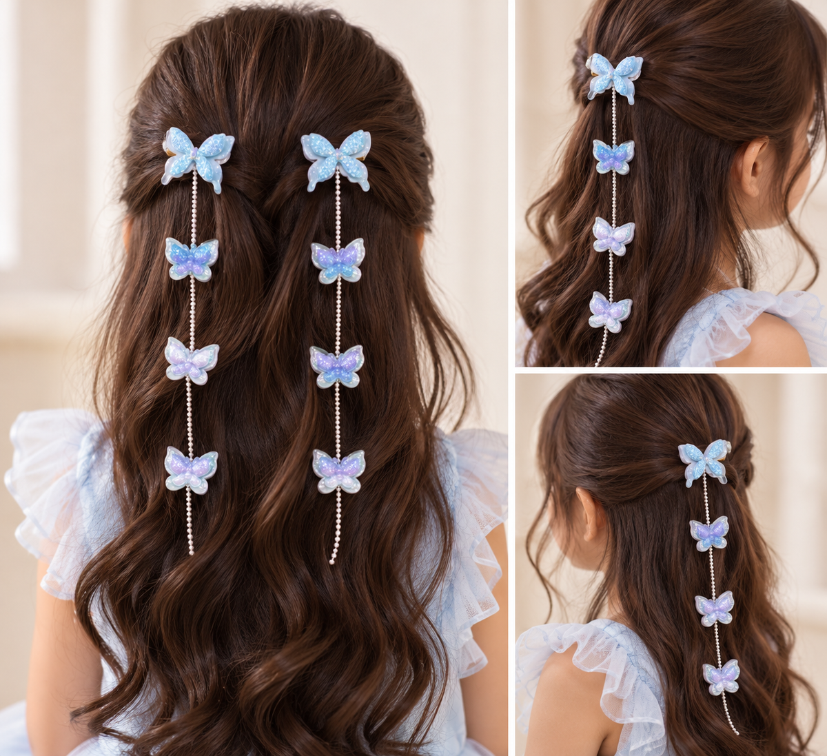 Celeste Butterfly Pearl Hair Chain
