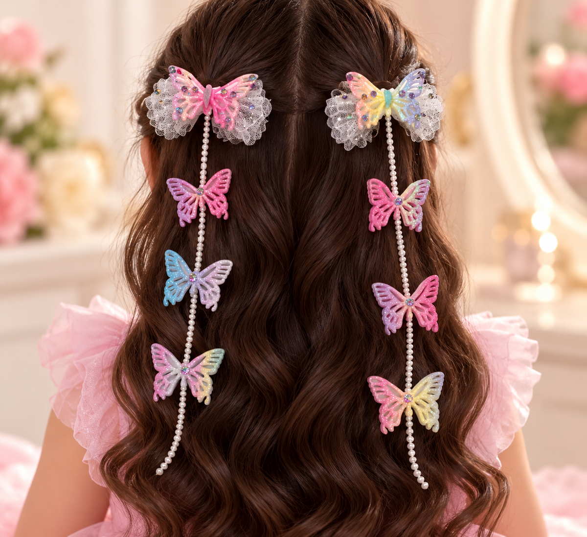 Enchanted White Butterfly Hair Chain Set