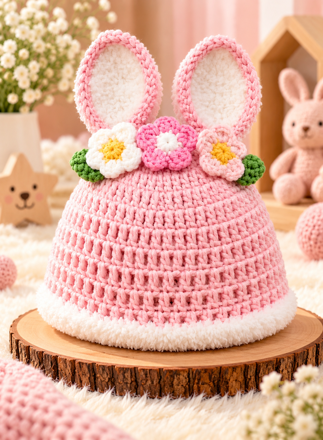 Cotton Candy Bunny Baby Hat