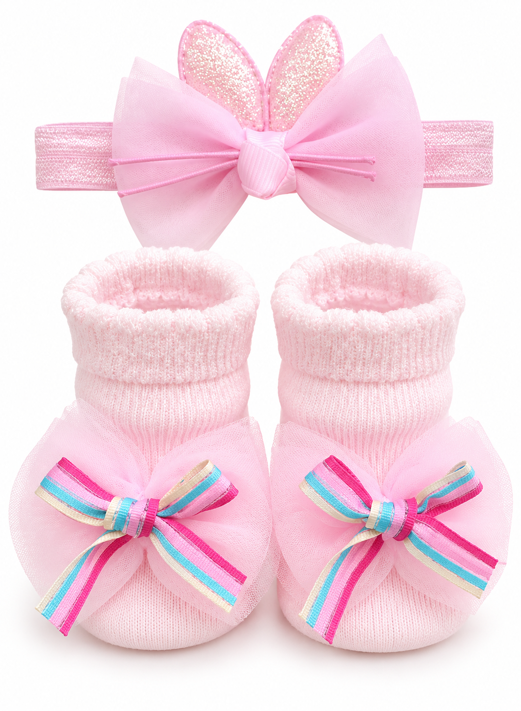 Pink Rainbow Bow Baby Set