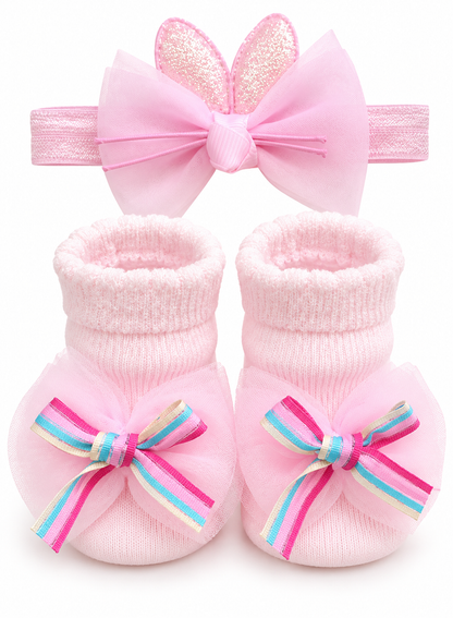 Pink Rainbow Bow Baby Set