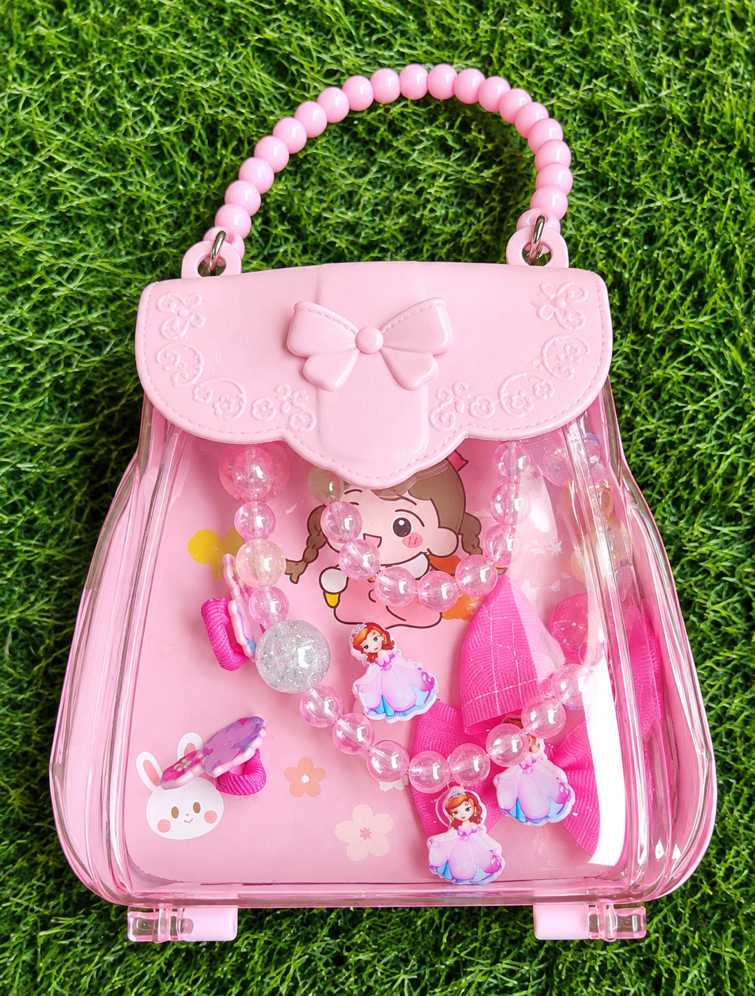 Pink Purse Necklace and Hair Clip set