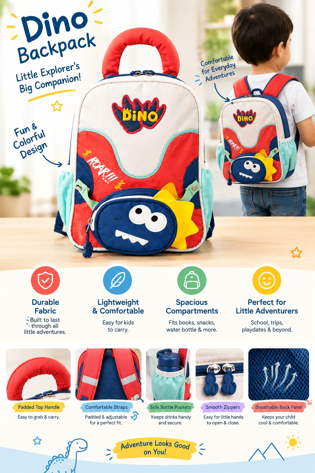 Dino Kids Backpack Set